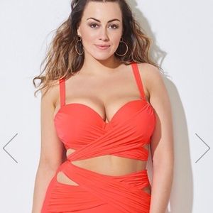 EUC swimsuit for all red high waist bikini